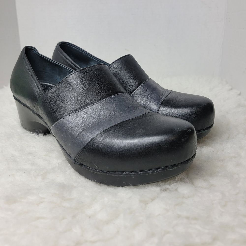 Dansko Tenley Womens Clog Size 10 Black/Gray  Leather Shoes